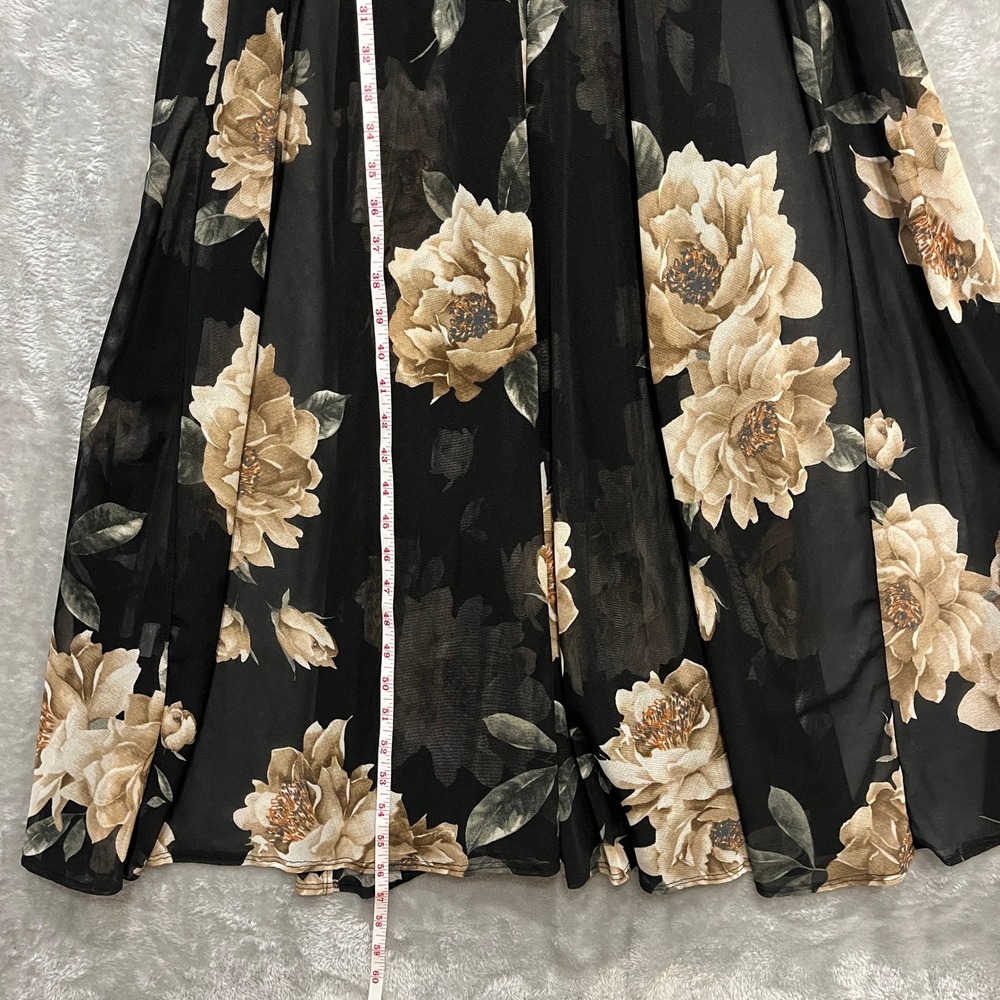 Windsor Maxi Dress Women Size S Black Floral Mesh V-Neck High Slit Formal Gown - Picture 7 of 7